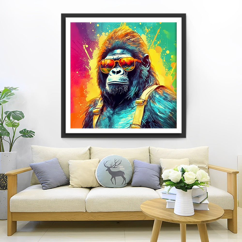 Gorilla met Gele Zonnebril Diamond Painting
