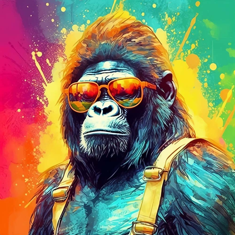 Gorilla met Gele Zonnebril Diamond Painting