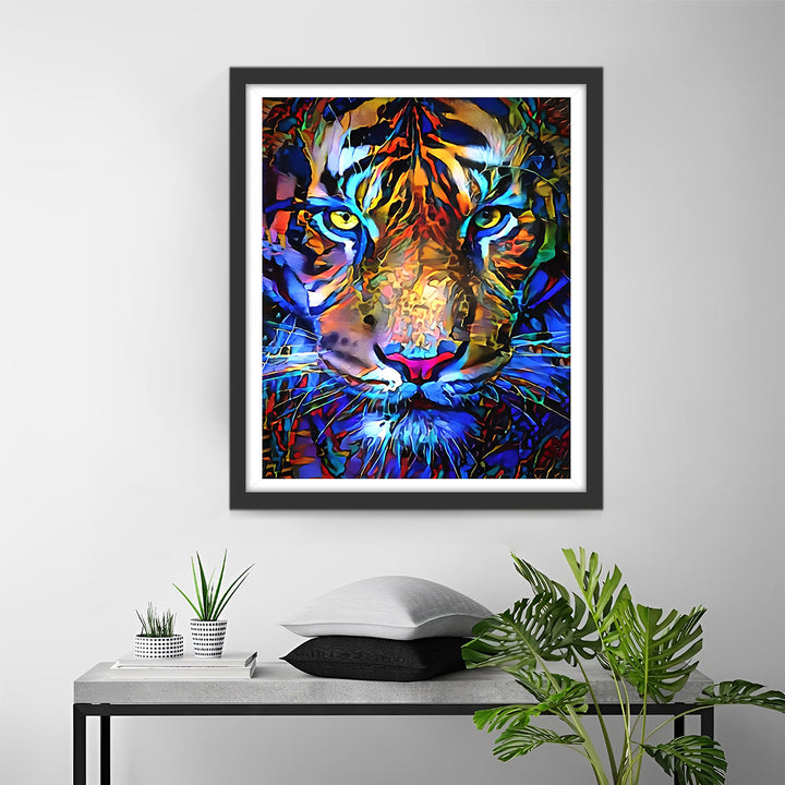 Gouden en Blauwe Tijger Diamond Painting