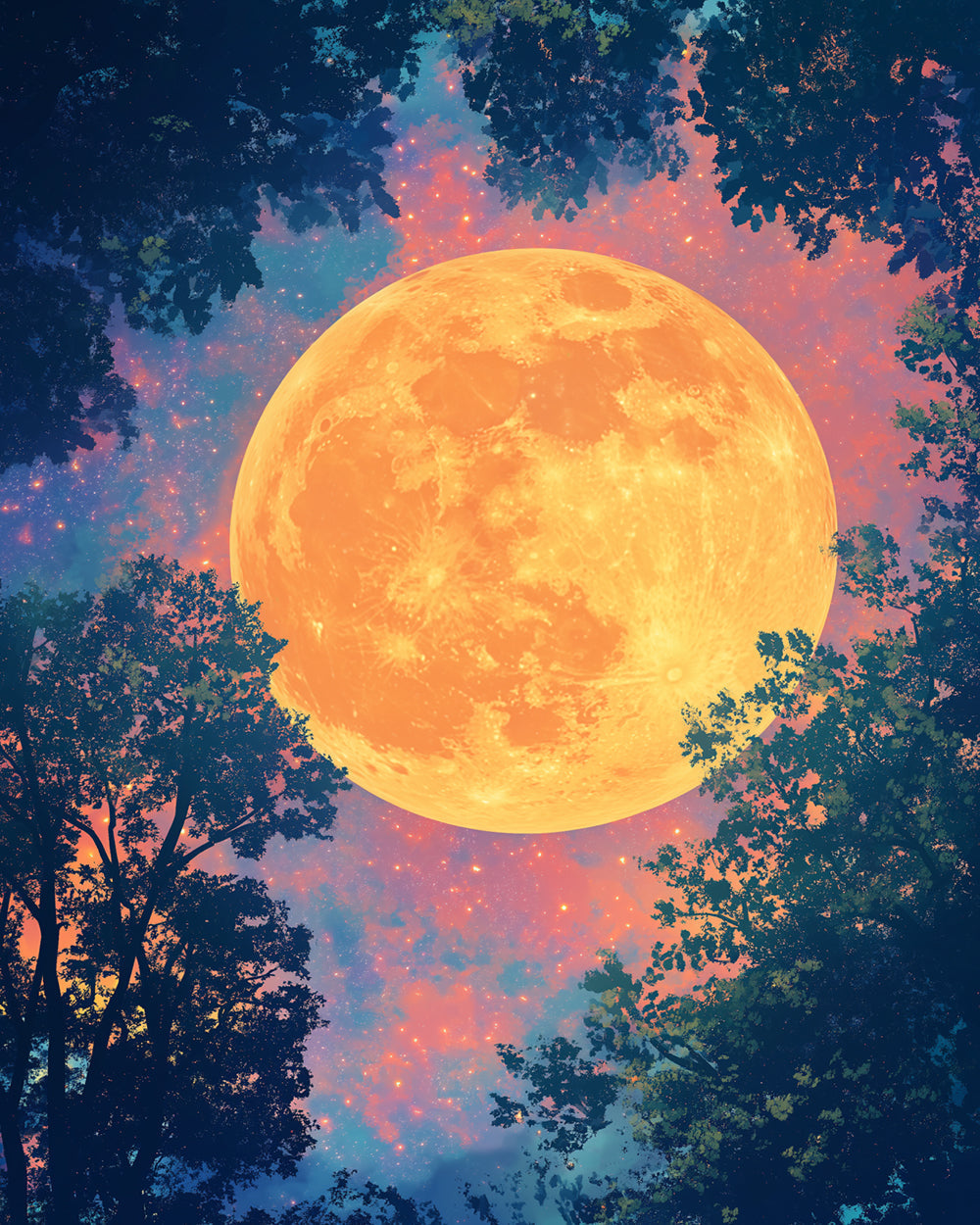 Gouden Volle Maan Diamond Painting