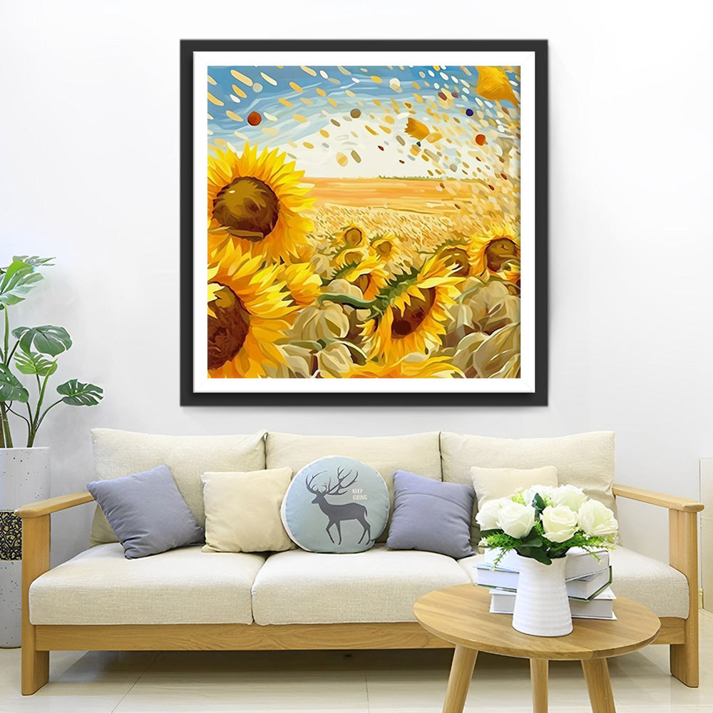 Gouden Zonnebloemen in het Veld Diamond Painting