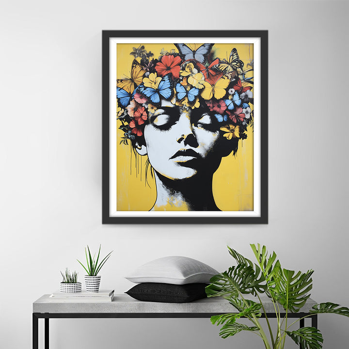 Graffiti Stijl Vlinder Vrouw Diamond Painting