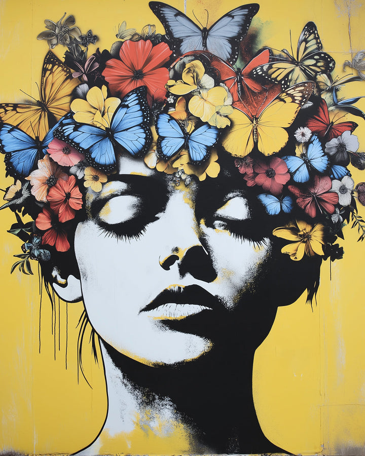 Graffiti Stijl Vlinder Vrouw Diamond Painting