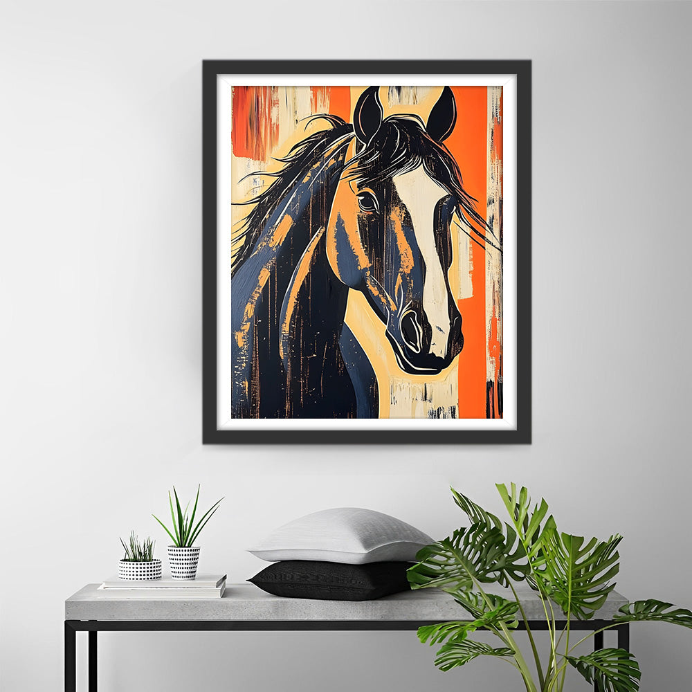 Graffiti Stijl Zwart Paard Diamond Painting