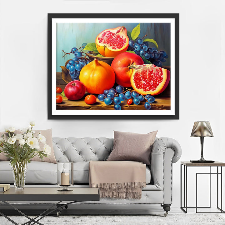 Granaatappels en Blauwe Bessen Diamond Painting