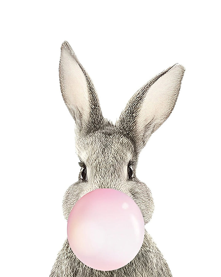 Grijs Konijn met Roze Bel Diamond Painting