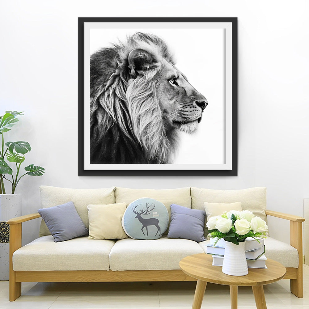 Grijze Leeuw Diamond Painting