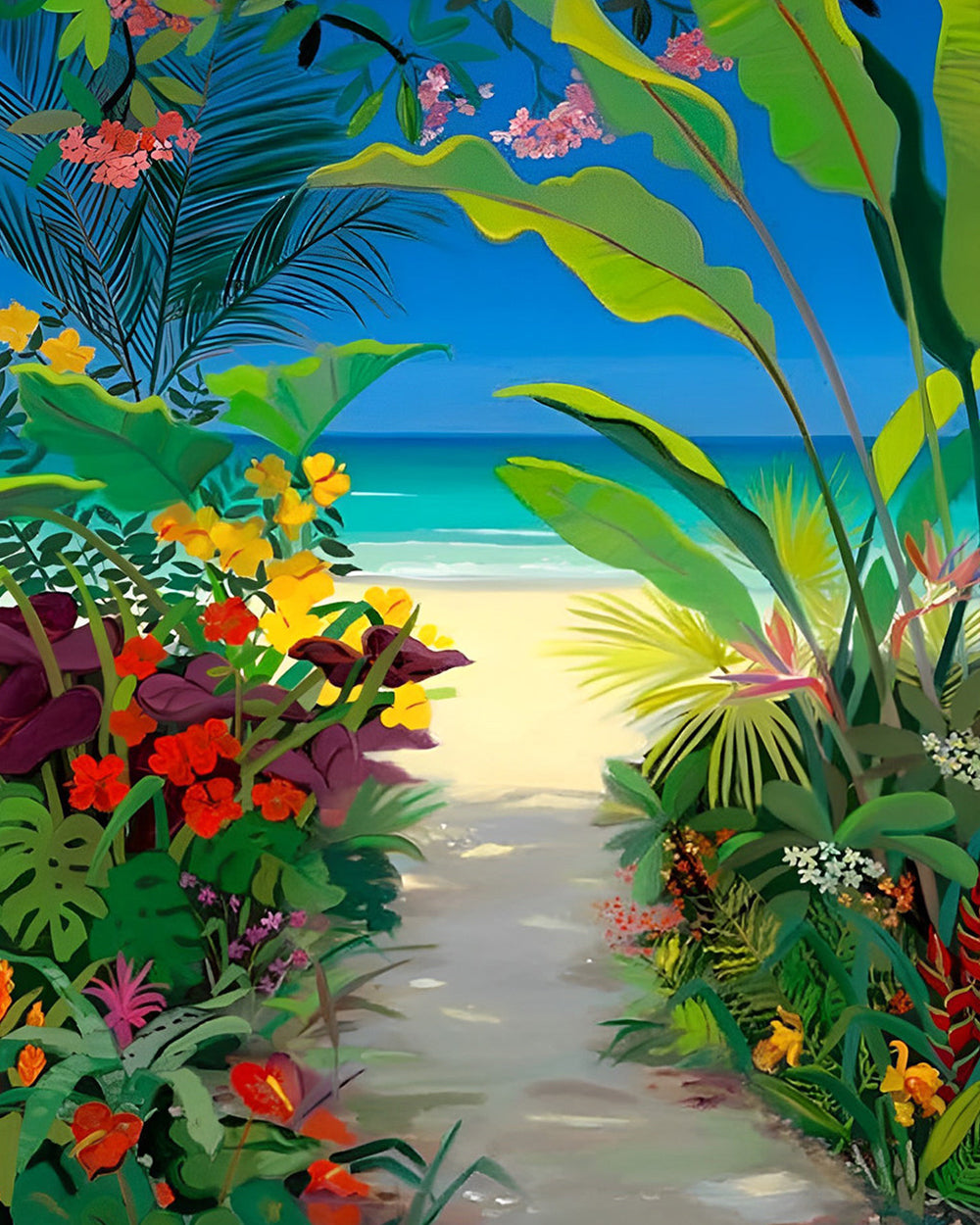 Groen Beplante Pad naar de Zee Diamond Painting