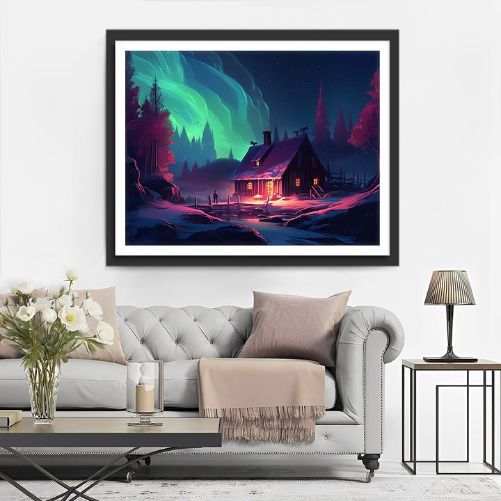 Groene Aurora en Hut Diamond Painting