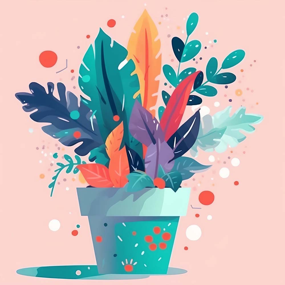 Groene Bladeren in de Pot Diamond Painting