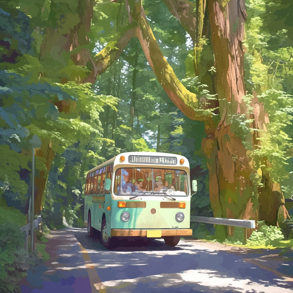 Groene Bus in het Bos Diamond Painting
