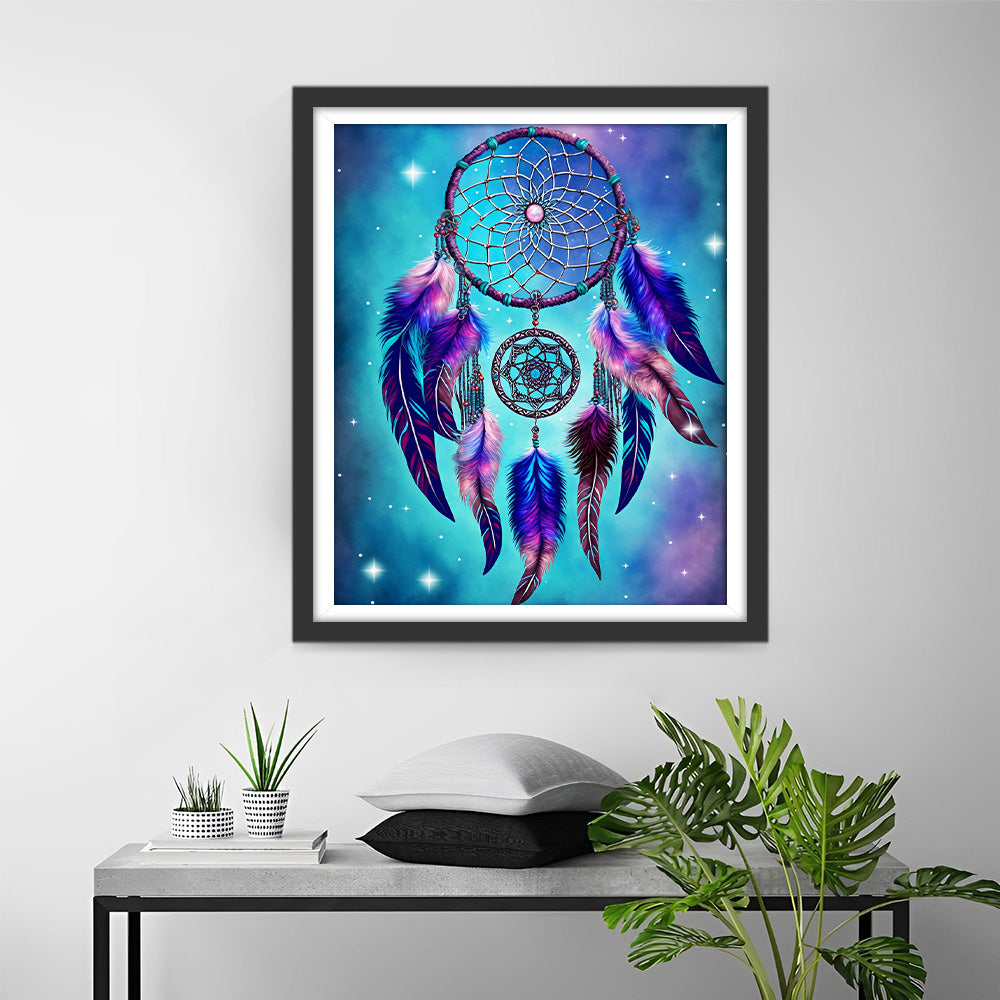 Groene Dromenvanger met Veren Diamond Painting