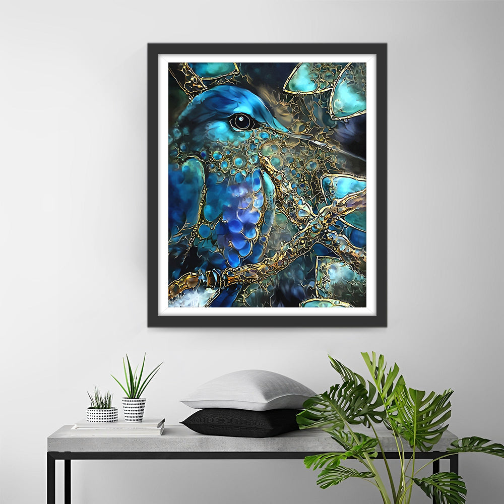 Groene en Gouden Kolibrie Diamond Painting