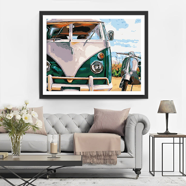 Groene en Witte Auto Diamond Painting