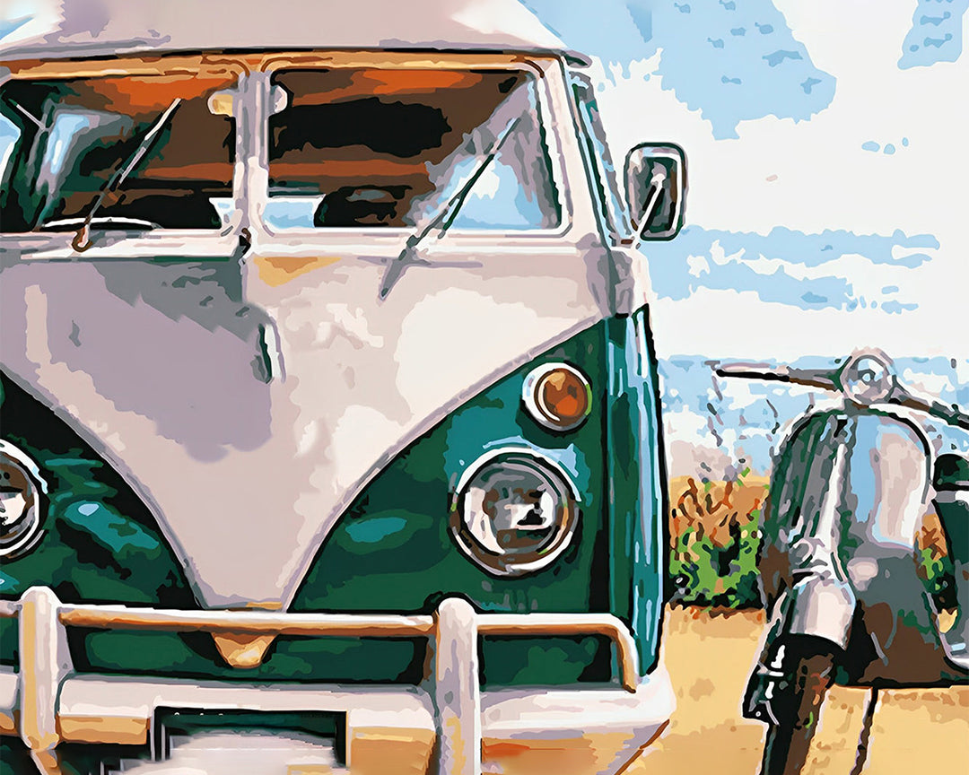 Groene en Witte Auto Diamond Painting