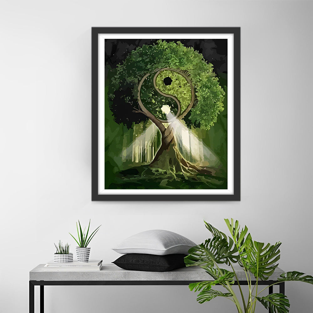Groene Tai Chi Boom Diamond Painting