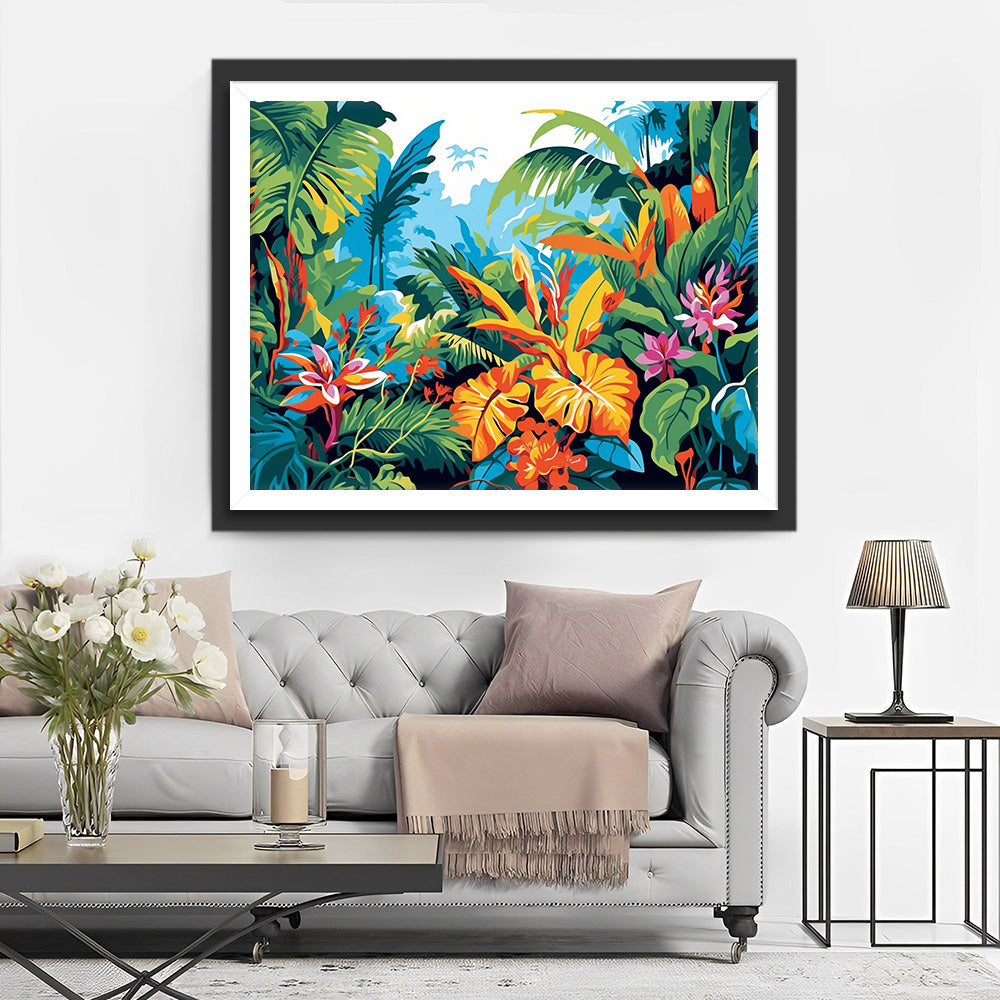 Groene Tropische Bladeren Diamond Painting