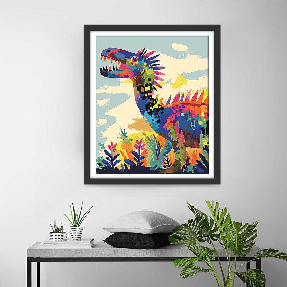 Grote Abstracte Kleurrijke Dinosaurus Diamond Painting