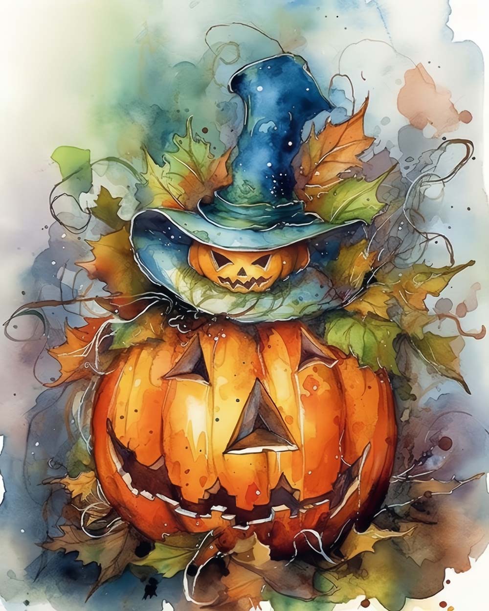 Halloween Pompoenmonster Diamond Painting