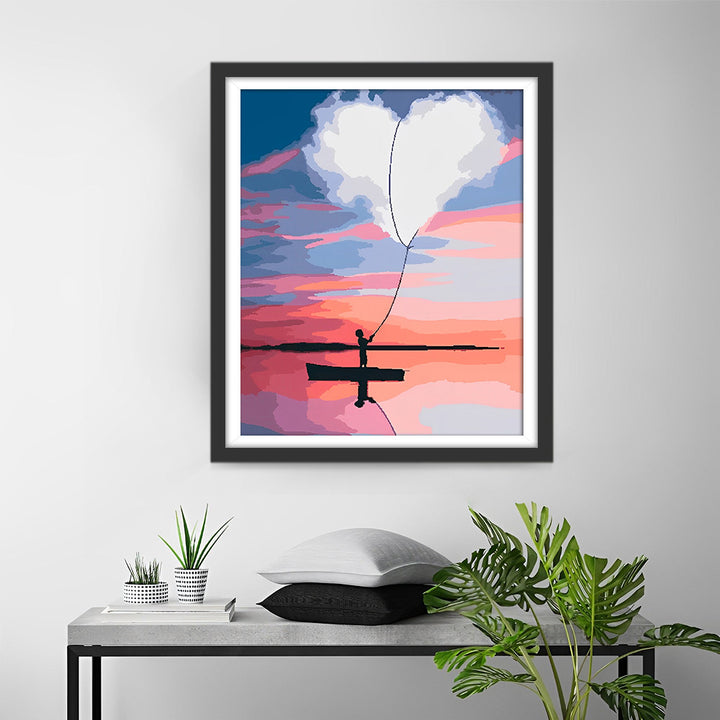 Hartvormige Witte Wolk Diamond Painting