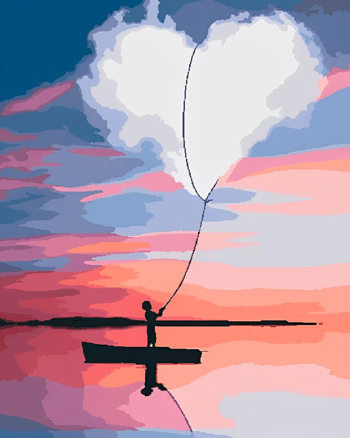 Hartvormige Witte Wolk Diamond Painting