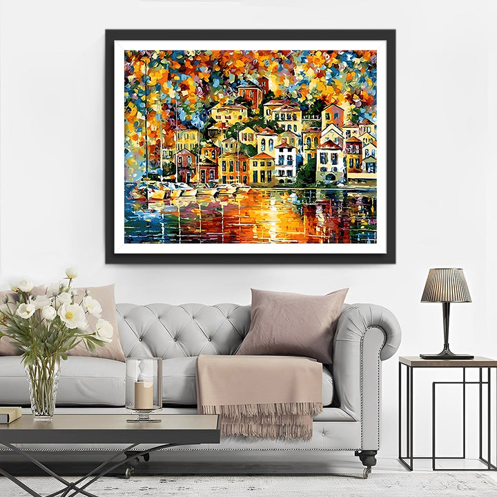 Helder Gebouwen in de Regen Diamond Painting