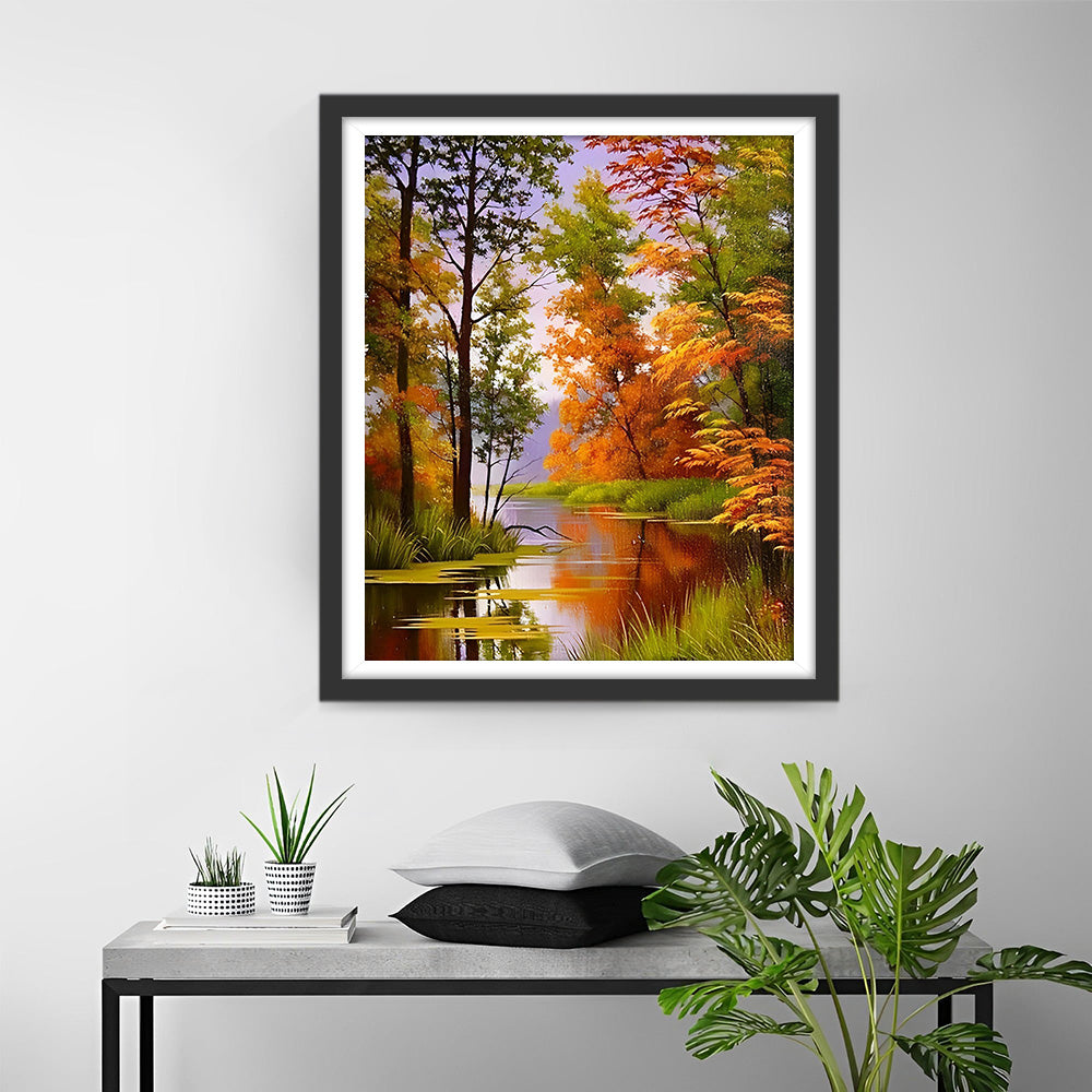 Herfst Esdoorns aan de Rivier Diamond Painting