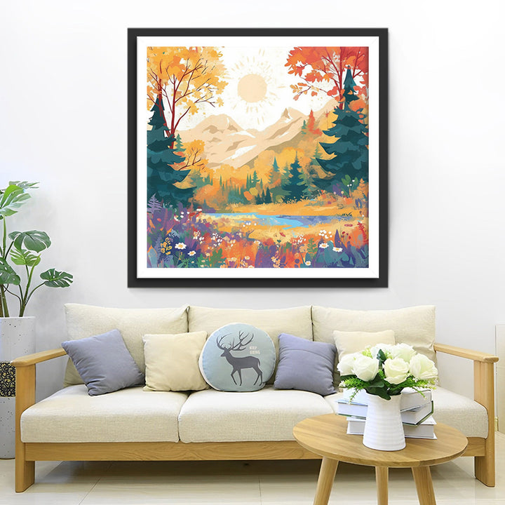 Herfstbos in de Bergen Diamond Painting