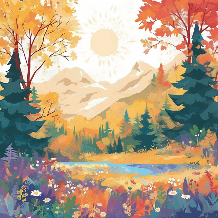 Herfstbos in de Bergen Diamond Painting