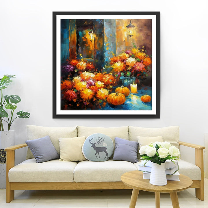 Herfstpompoenen en Passiebloemen Diamond Painting
