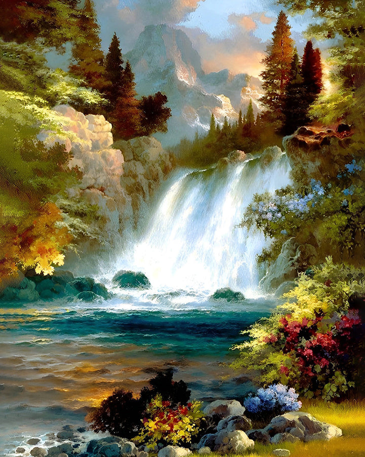 Herfstwaterval Diamond Painting