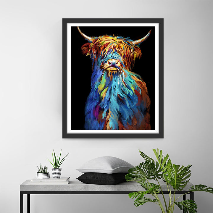 Highland Koe in het Donker Diamond Painting