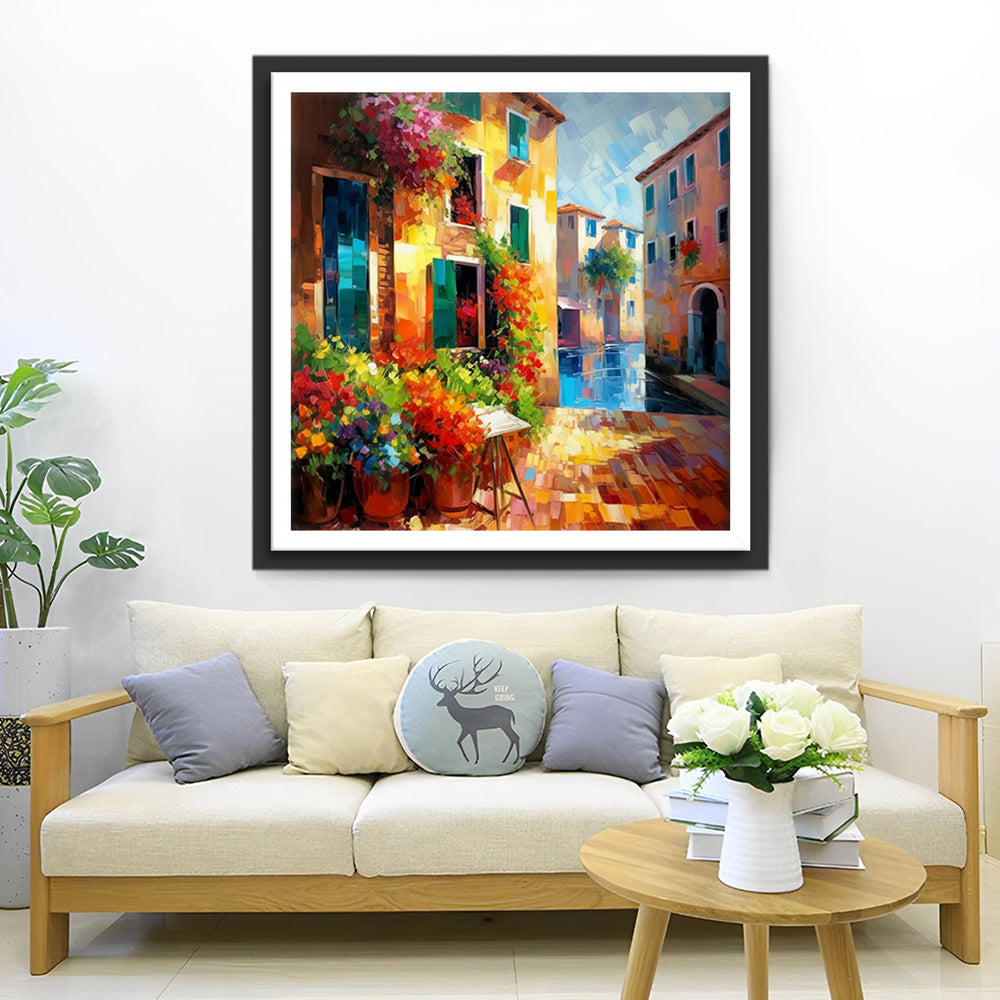 Hoekbloemenwinkel in de Stad Diamond Painting