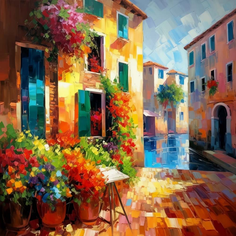 Hoekbloemenwinkel in de Stad Diamond Painting