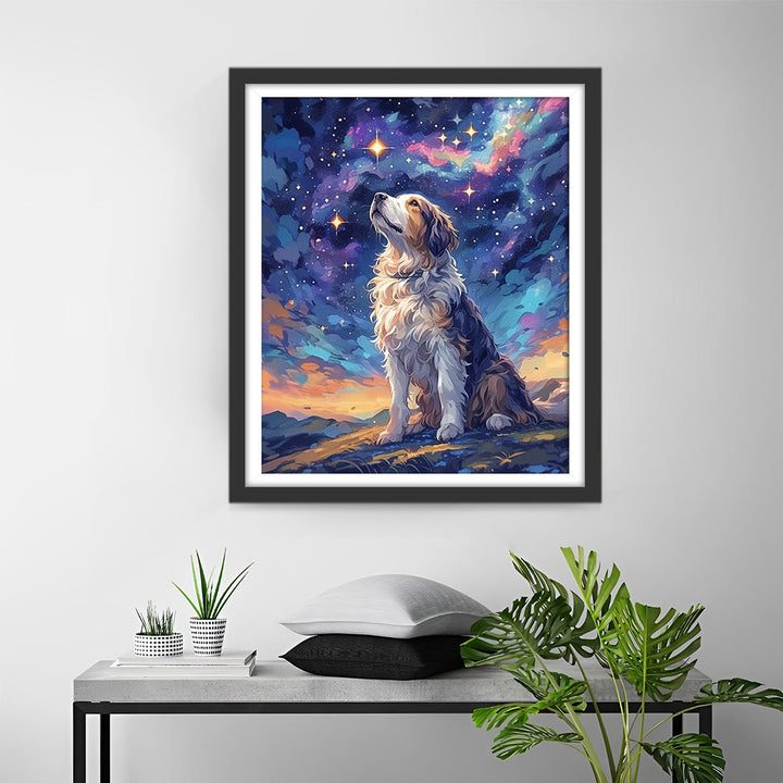 Hond die naar de Sterren kijkt Diamond Painting