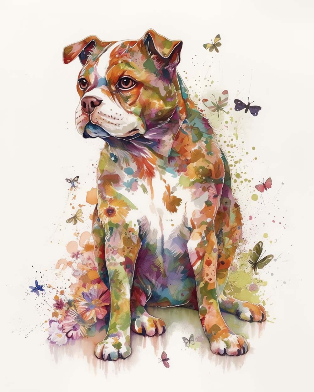 Hond en Vlinders Diamond Painting