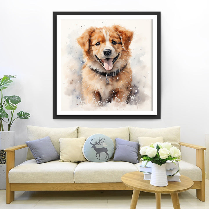 Hond met Tong Uit de Mond Diamond Painting