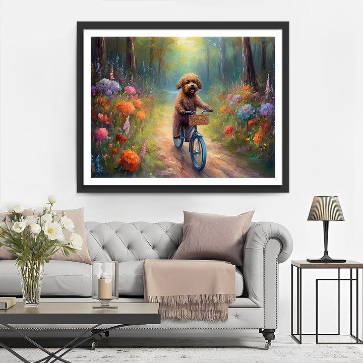 Hond Rijder op Fiets Diamond Painting