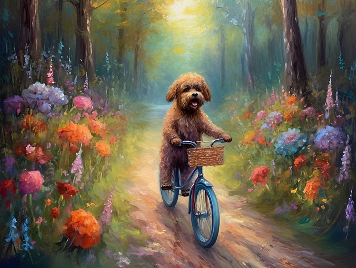 Hond Rijder op Fiets Diamond Painting