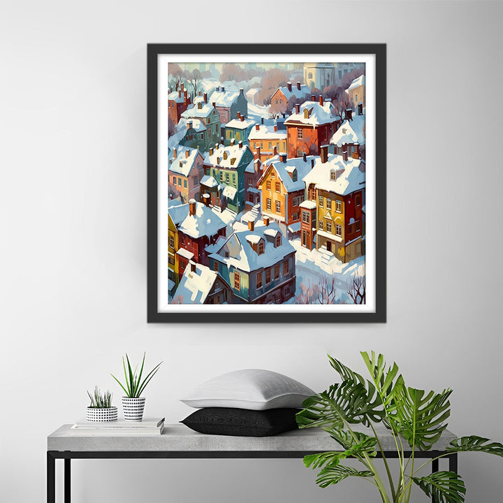 Huizen Bedekt met Sneeuw Diamond Painting