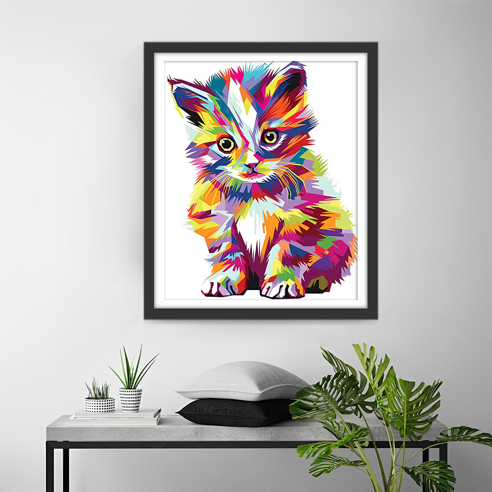 Hulpeloze Kleurrijke Kitten Diamond Painting