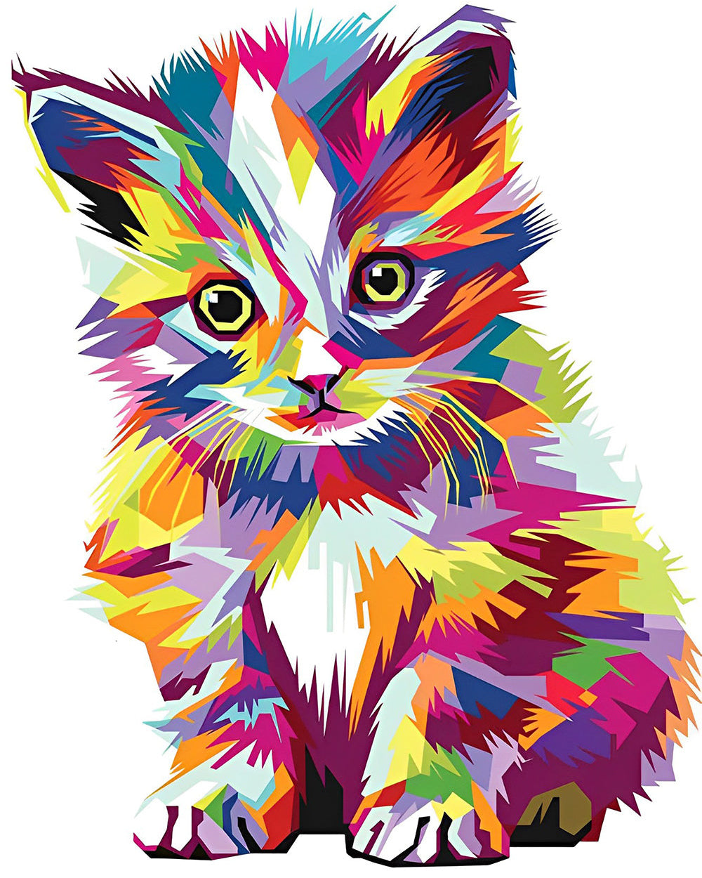 Hulpeloze Kleurrijke Kitten Diamond Painting