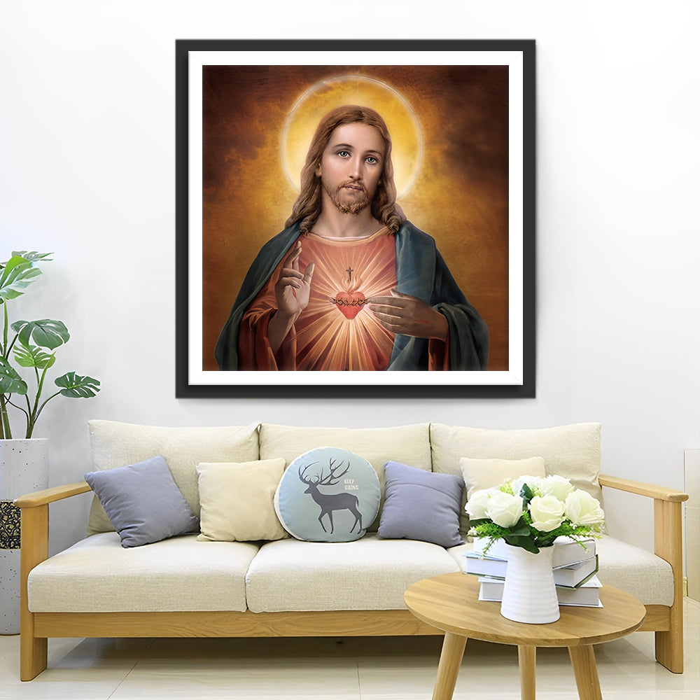 Jezus’ Gloeiend Hart Diamond Painting