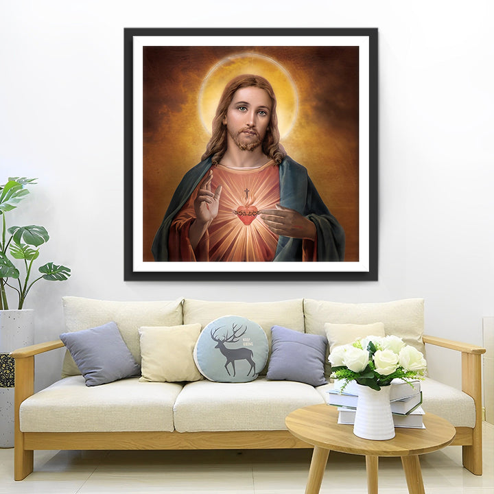 Jezus’ Gloeiend Hart Diamond Painting