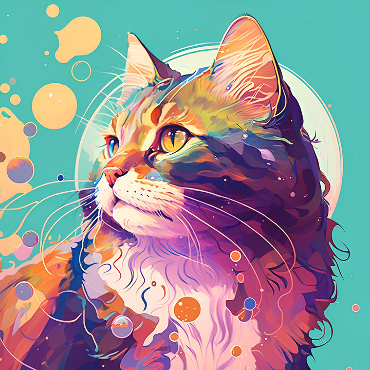 Kat Kijkt Achterom Diamond Painting