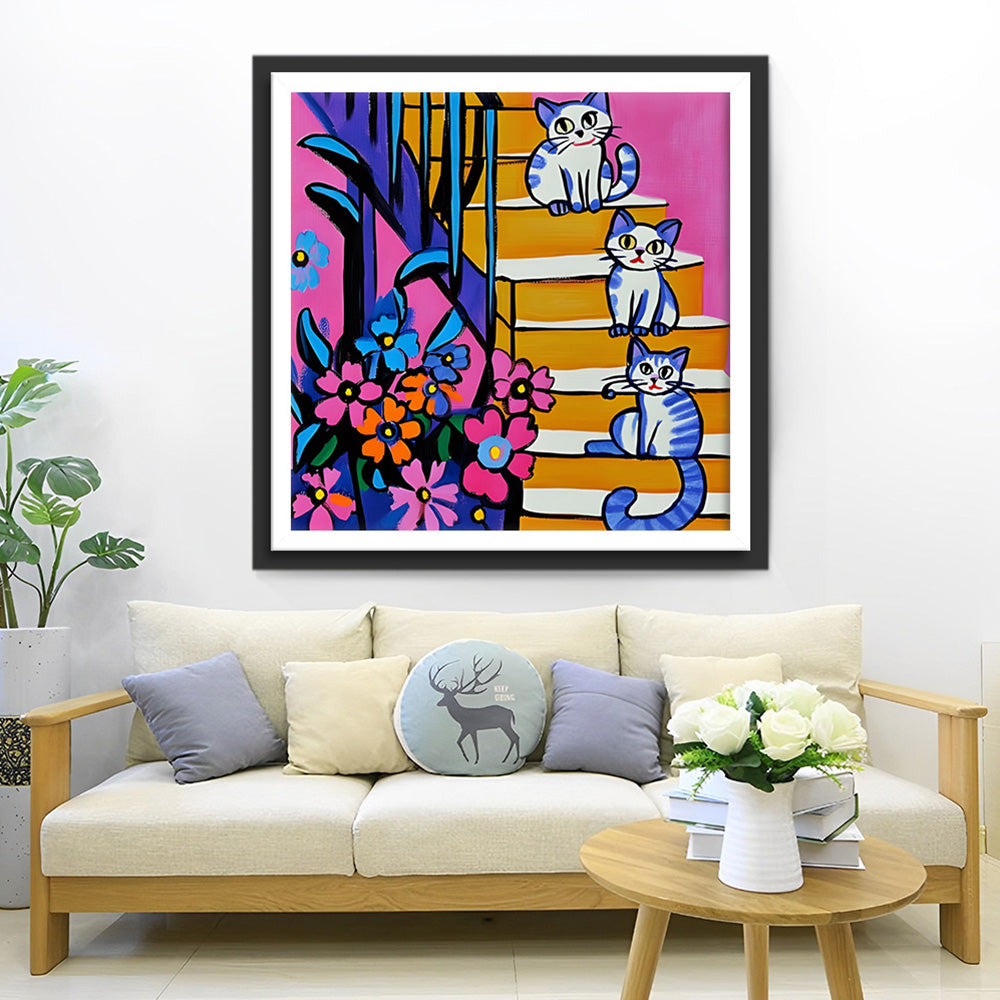 Kat op de Trap Diamond Painting