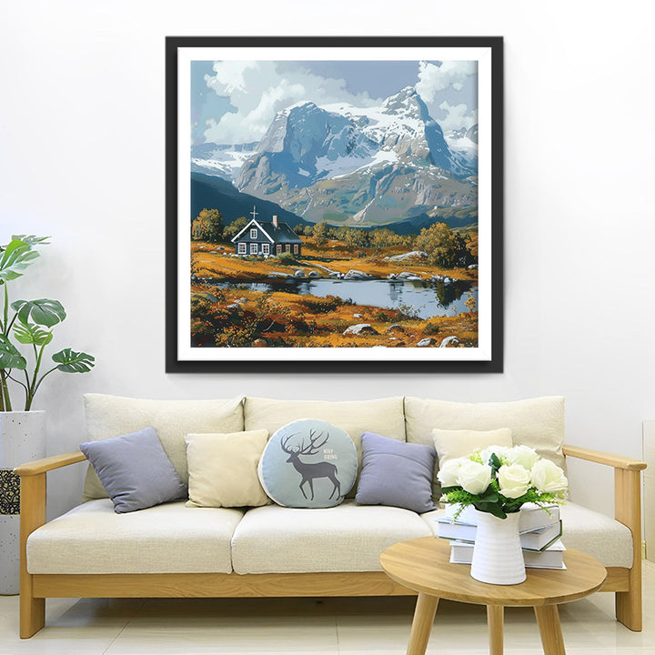 Kerk in de Bergen Diamond Painting