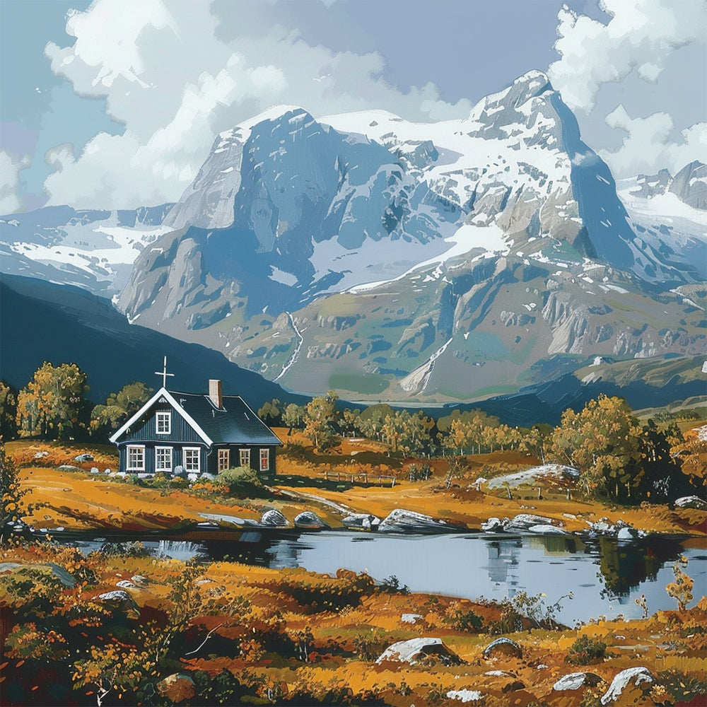 Kerk in de Bergen Diamond Painting