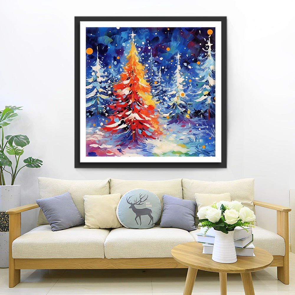 Kerstboom in de Sneeuw Diamond Painting