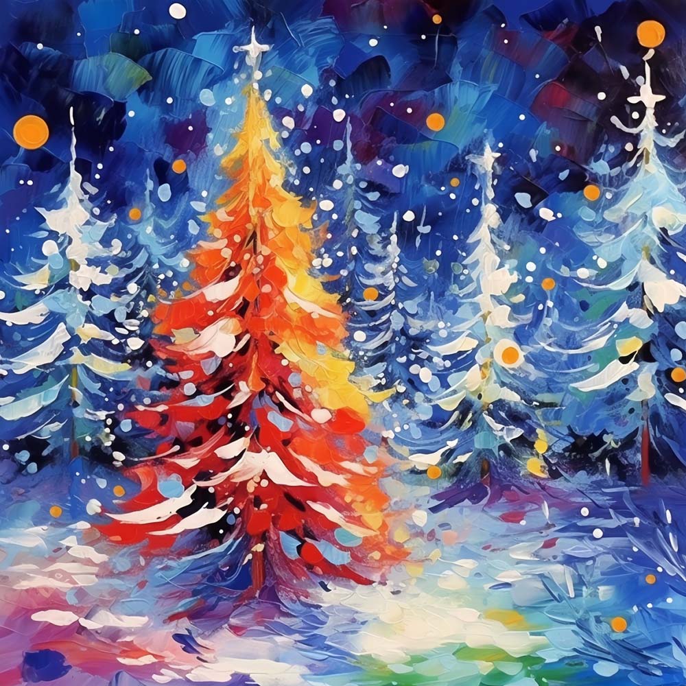 Kerstboom in de Sneeuw Diamond Painting